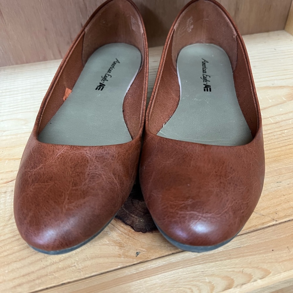 Brown Leather Flats American Eagle